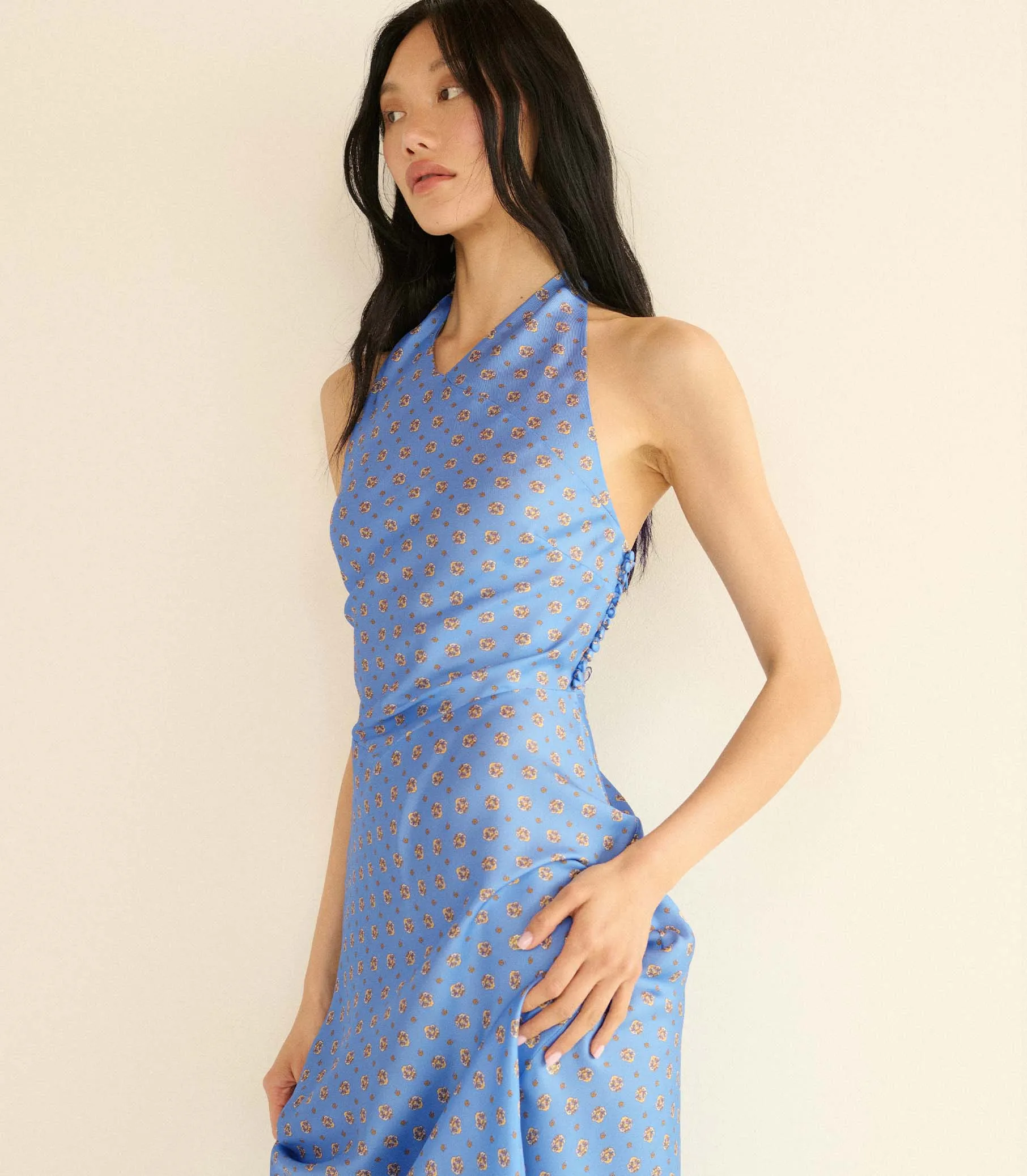 NOEMIE DRESS -- PERIWINKLE CADIZ FOULARD sold by Doen