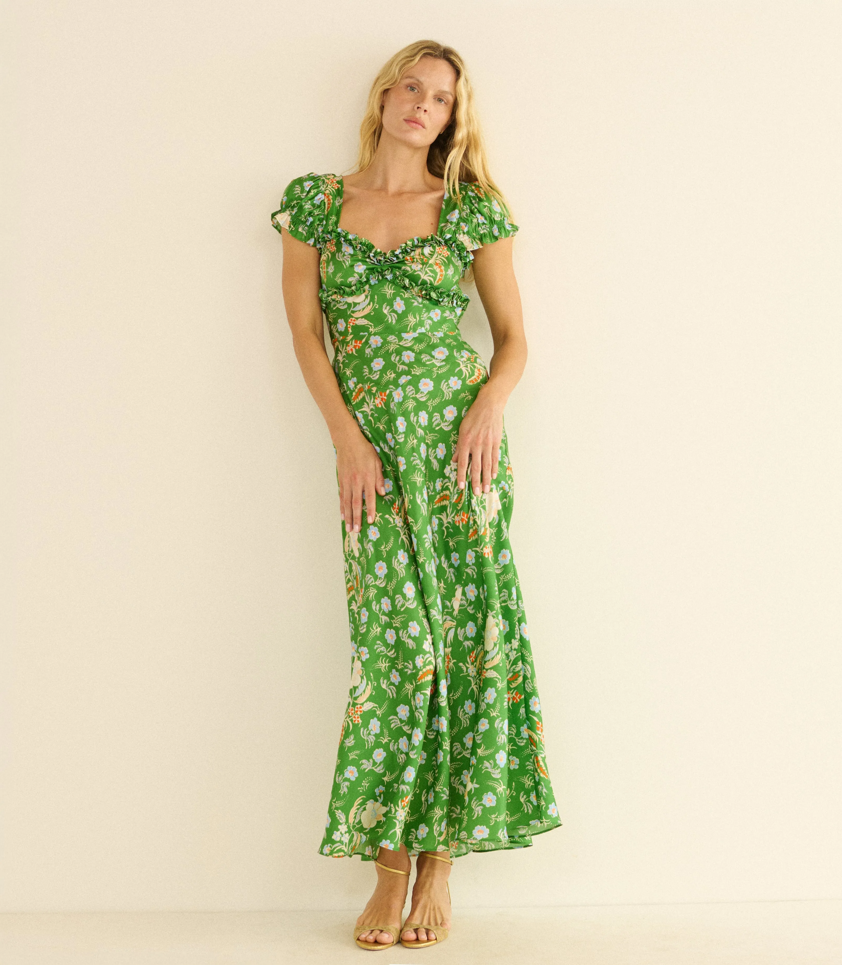 VALERINE DRESS -- EMERALD HOLLYHOCK HILLS sold by Doen product image thumbnail 4