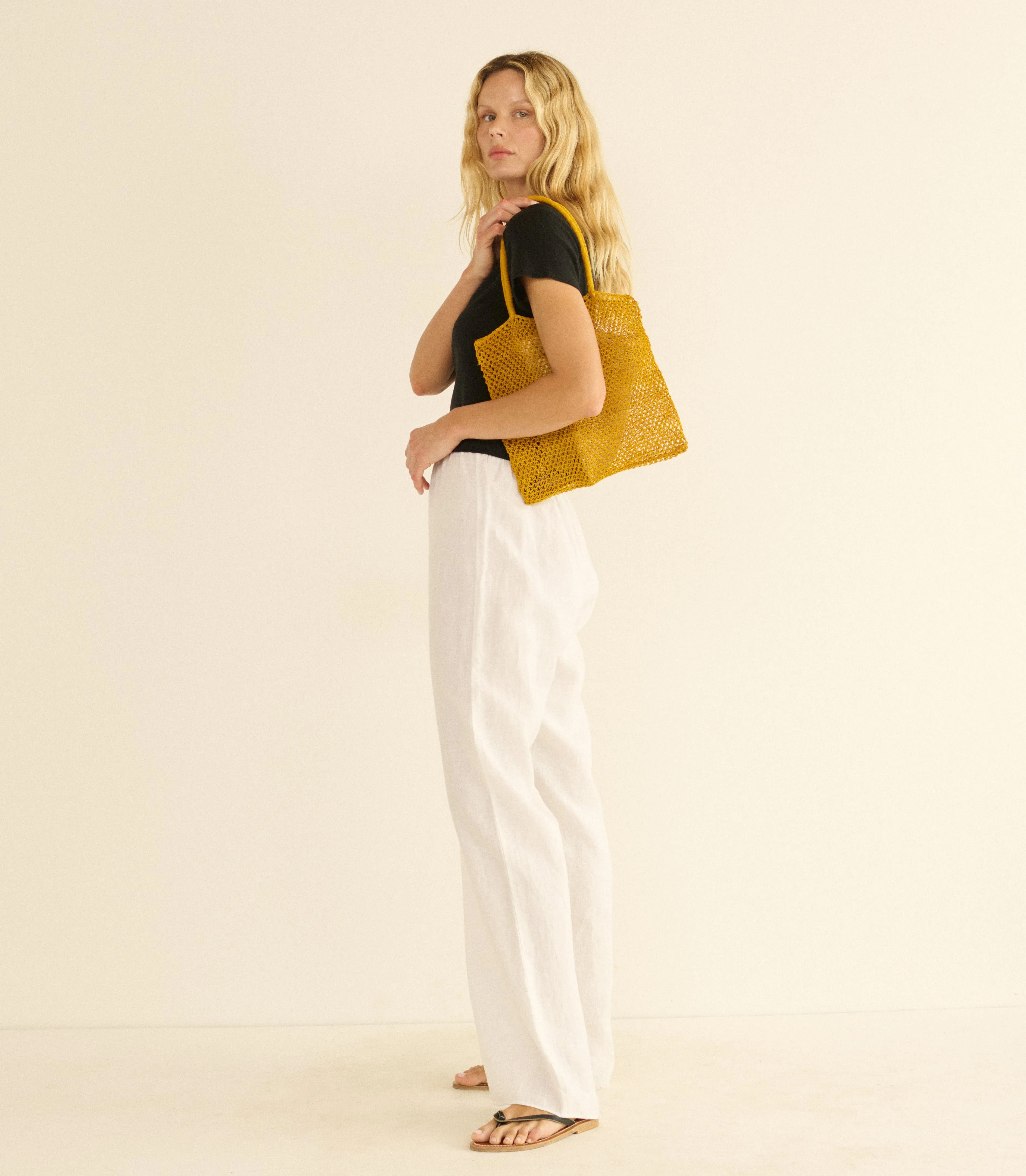 GRANDE MARION TOTE -- MUSTARD CHAMBIRA sold by Doen product image thumbnail 2