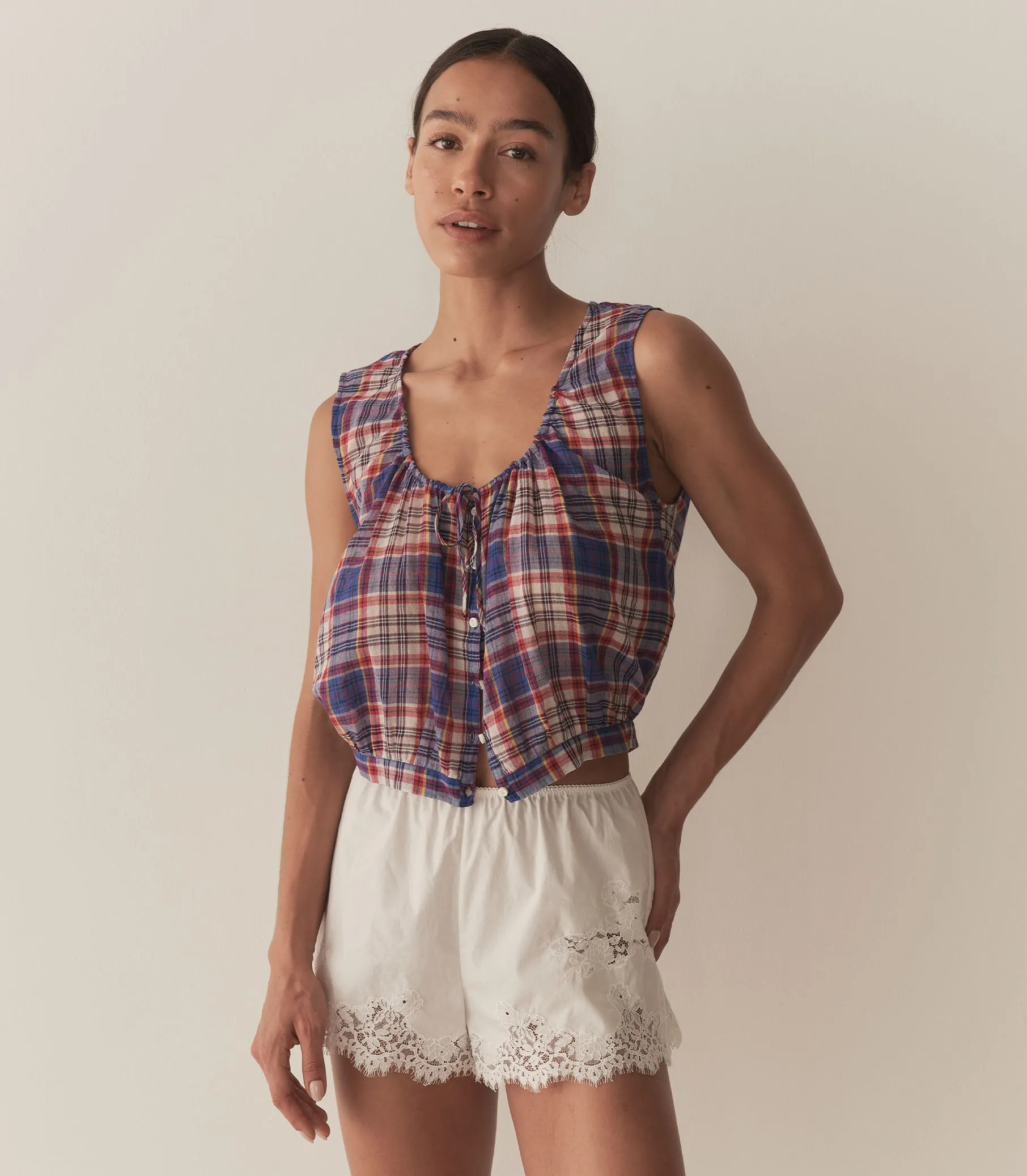 HMD -- THEO TOP -- COTE D'AZUR PLAID sold by Doen