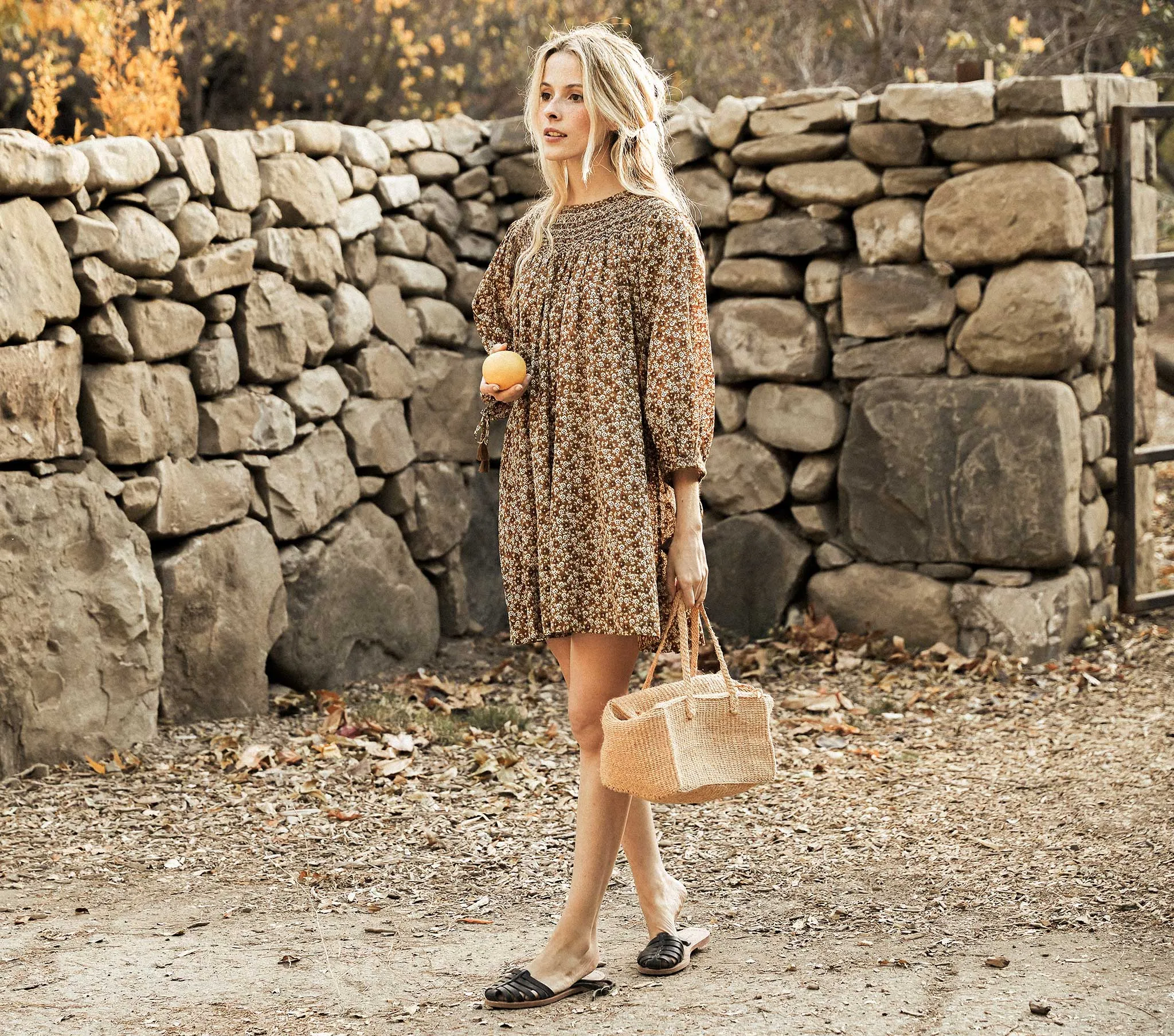 HMD -- THEDA DRESS -- GOLDEN MESA FLOR sold by Doen