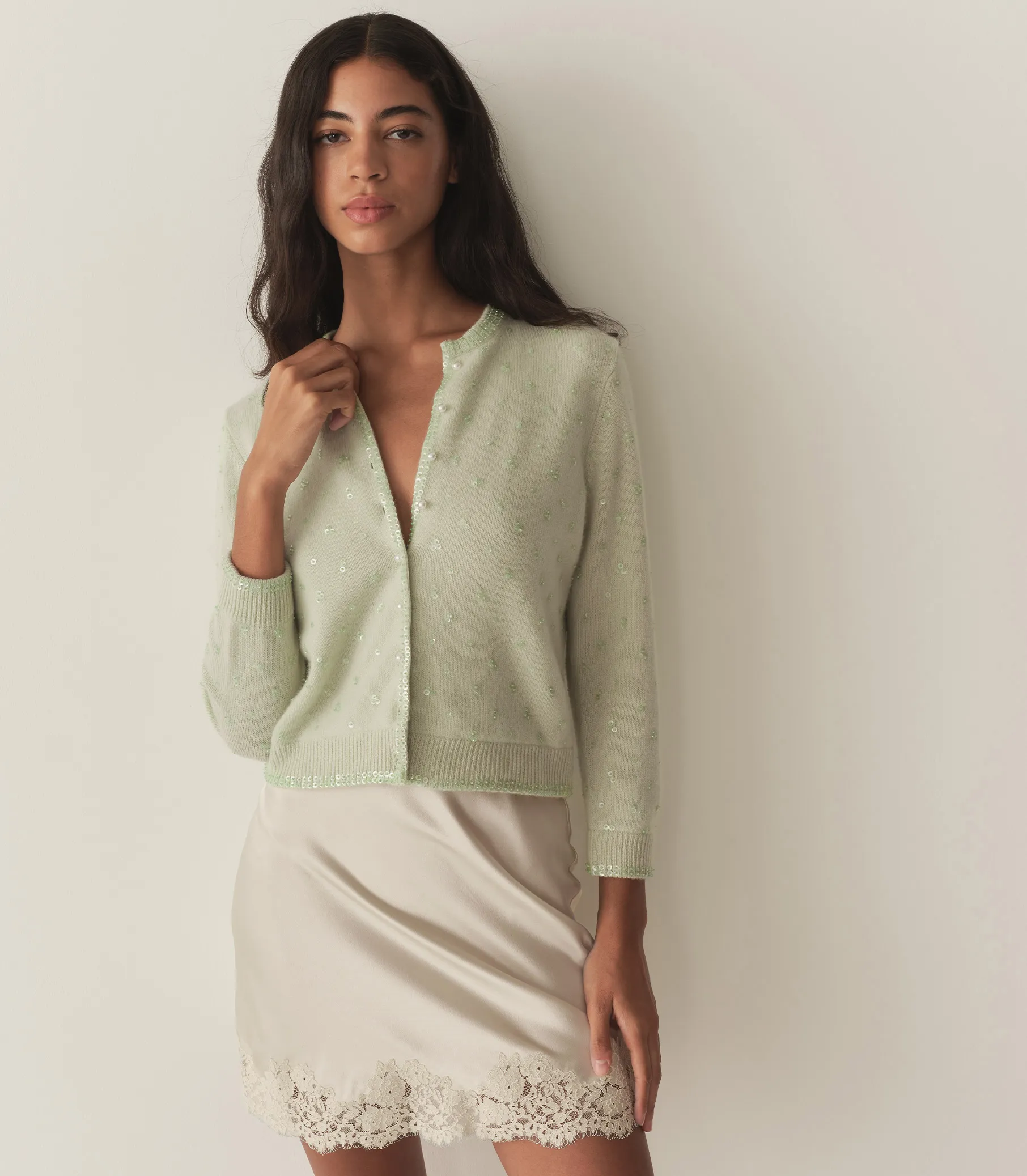 HMD -- PAILLETTE CARDIGAN -- MINT TEA sold by Doen product image thumbnail 3