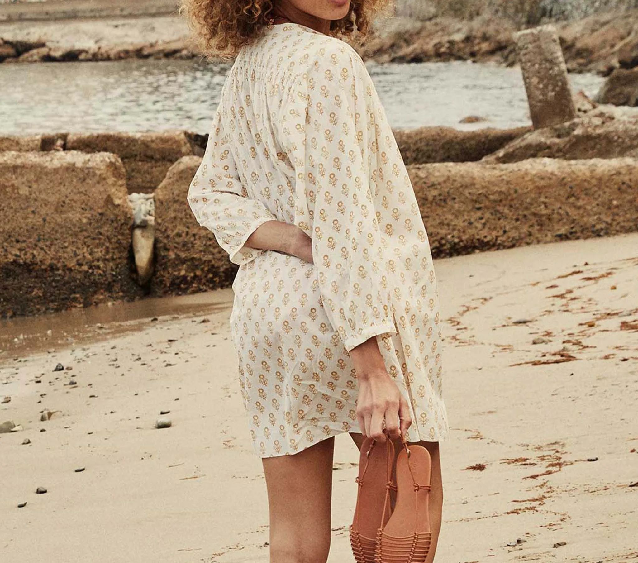 HMD -- OPAL DRESS -- CREAM SUNFLOWER BLOCK PRINT sold by Doen product image thumbnail 3