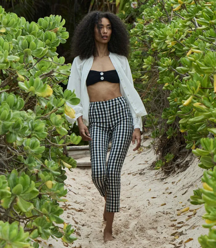 HMD -- LULA CROP PANT -- NOIR MARJORIE GINGHAM made by Doen