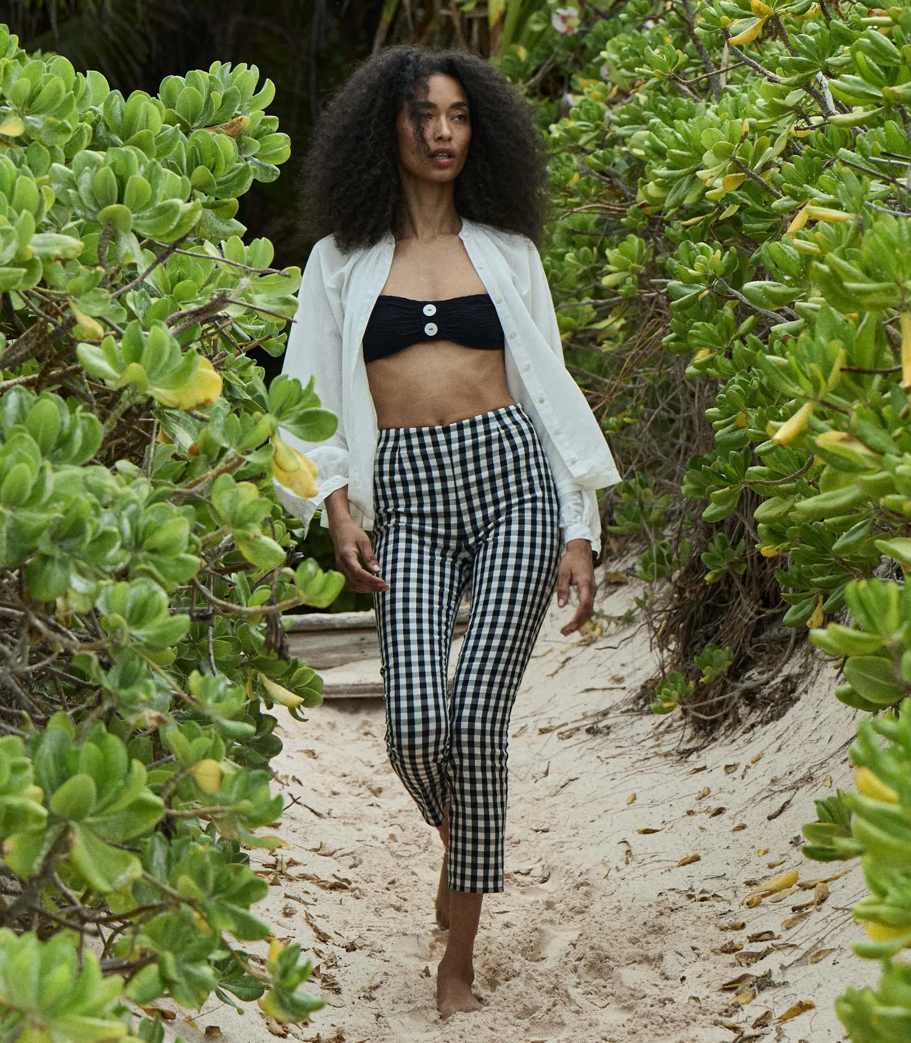 HMD -- LULA CROP PANT -- NOIR MARJORIE GINGHAM sold by Doen