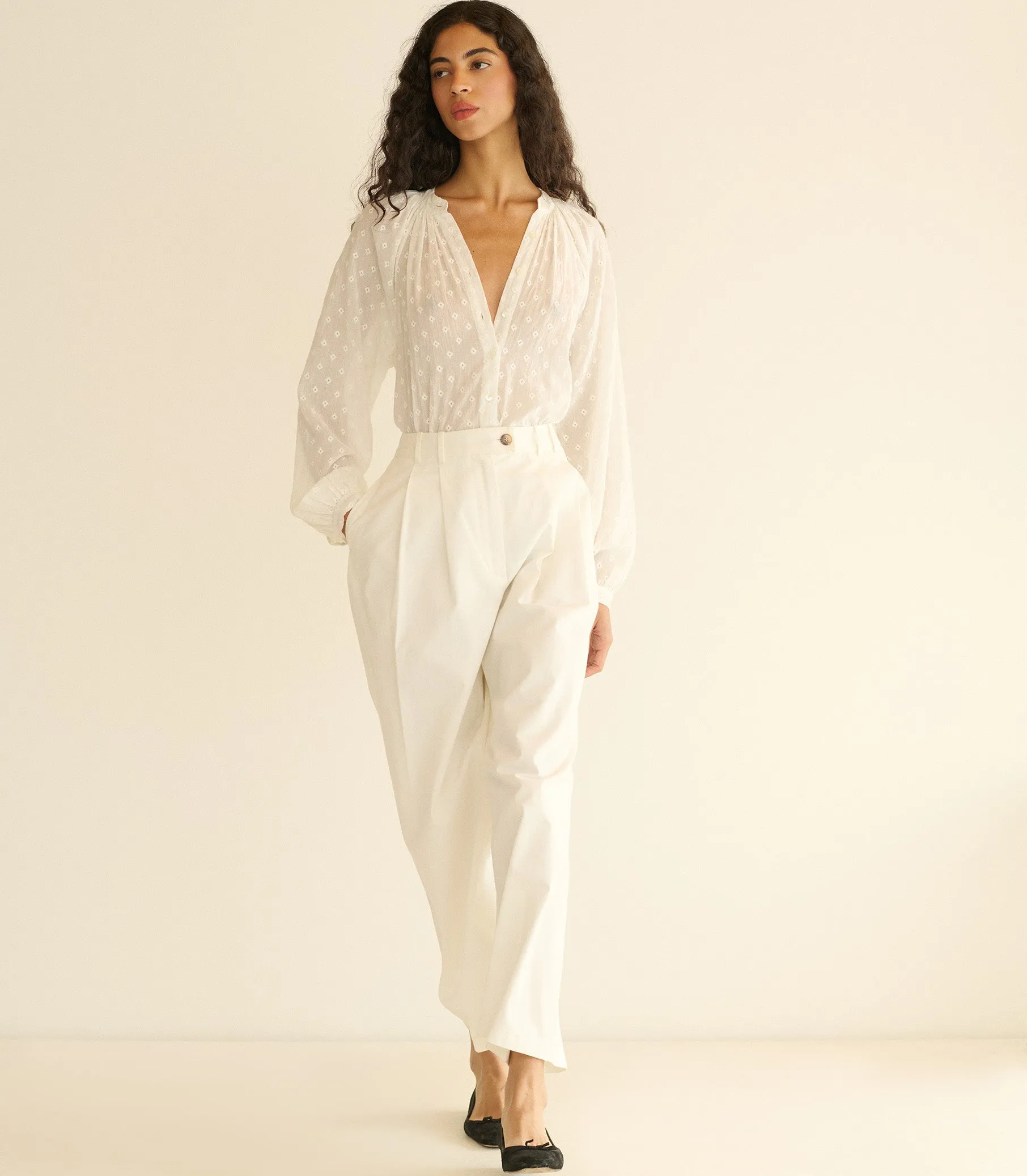 HMD -- JULIENNE TOP -- SALT MARSEILLE EMBROIDERY sold by Doen product image thumbnail 3