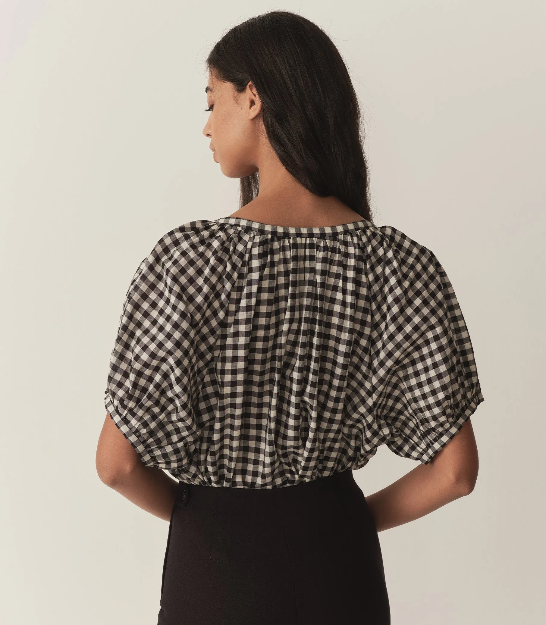 HMD -- JUNE TOP -- NOIR GRETA GINGHAM sold by Doen product image thumbnail 5