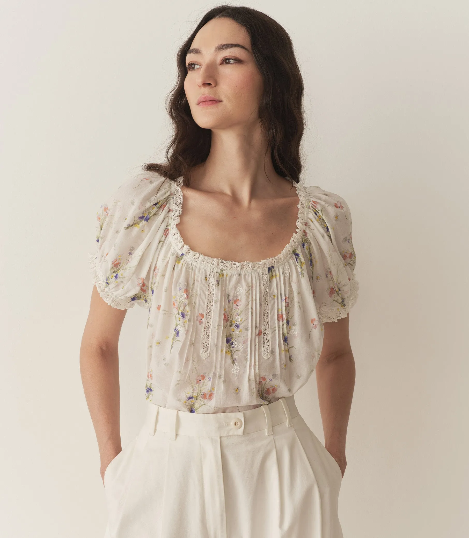HMD -- FREDERICA TOP -- PAINTED BOUQUET sold by Doen