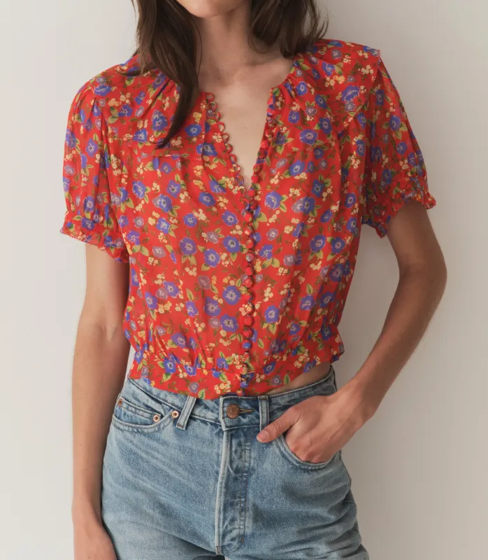 HMD -- ANAISE TOP -- RED DAYFLOWER MEADOW made by Doen