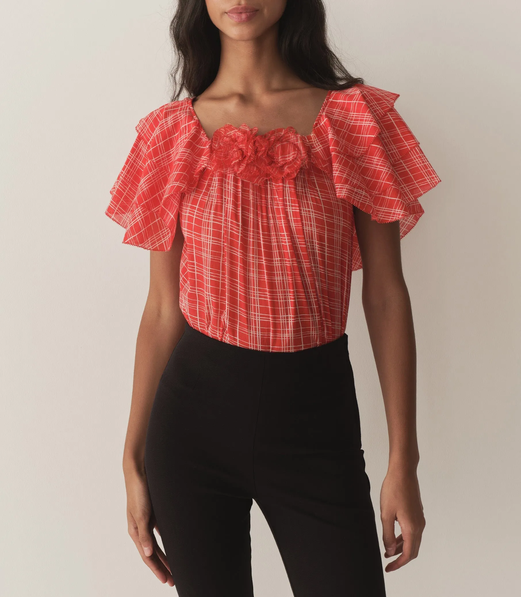HMD -- ANALICIA TOP -- SYLVIE PLAID sold by Doen product image thumbnail 3
