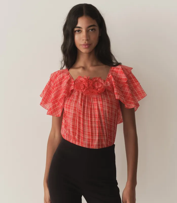 HMD -- ANALICIA TOP -- SYLVIE PLAID made by Doen