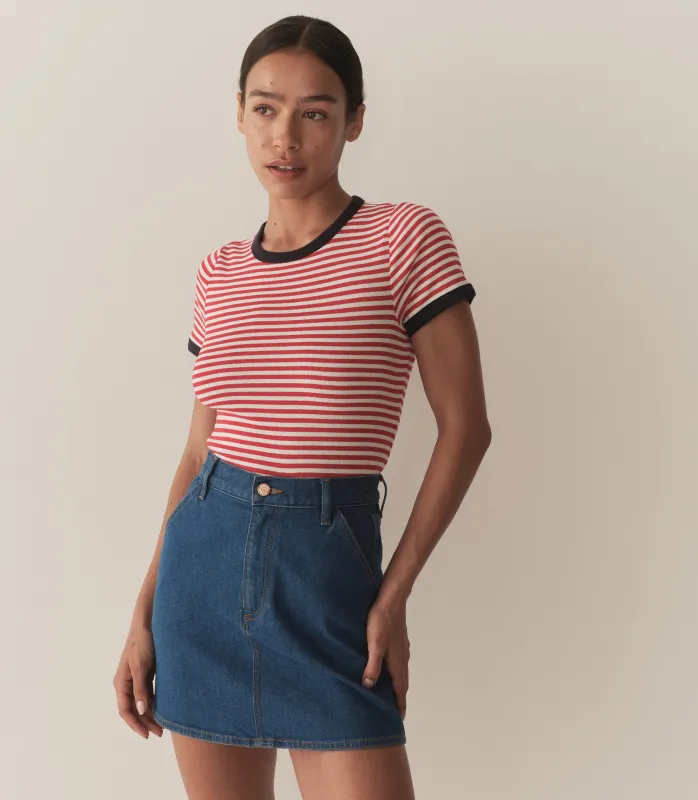 HMD -- VIVI TEE -- ROUGE NANTUCKET STRIPE made by Doen