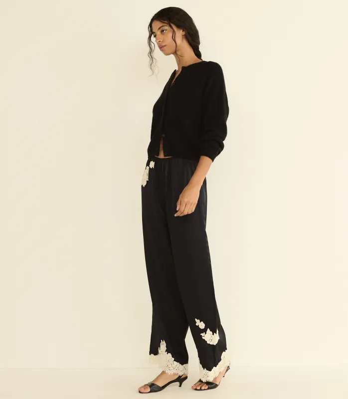 LAVON PANT -- BLACK WITH CANDLELIGHT LACE made by Doen