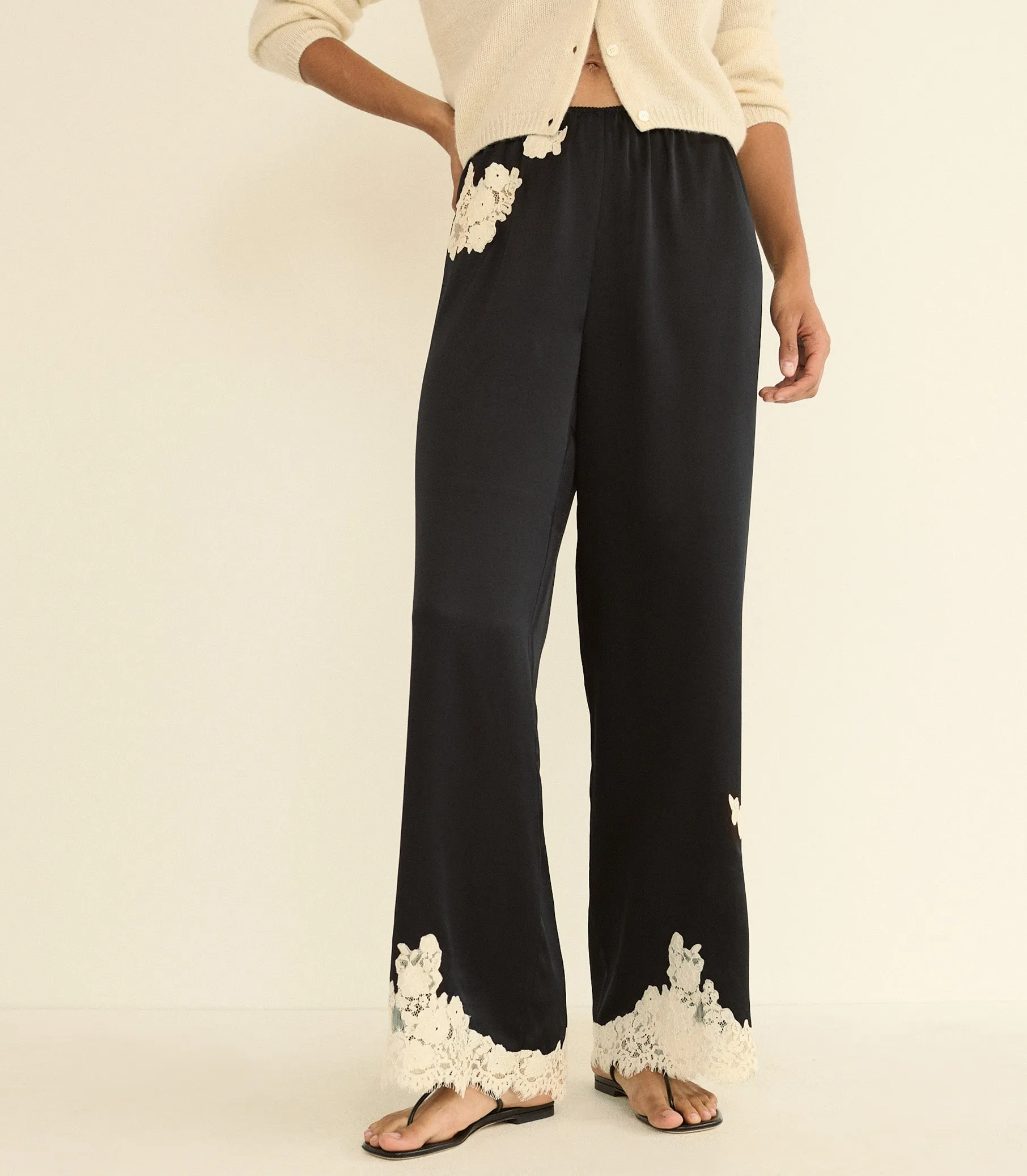 LAVON PANT -- BLACK WITH CANDLELIGHT LACE sold by Doen product image thumbnail 2