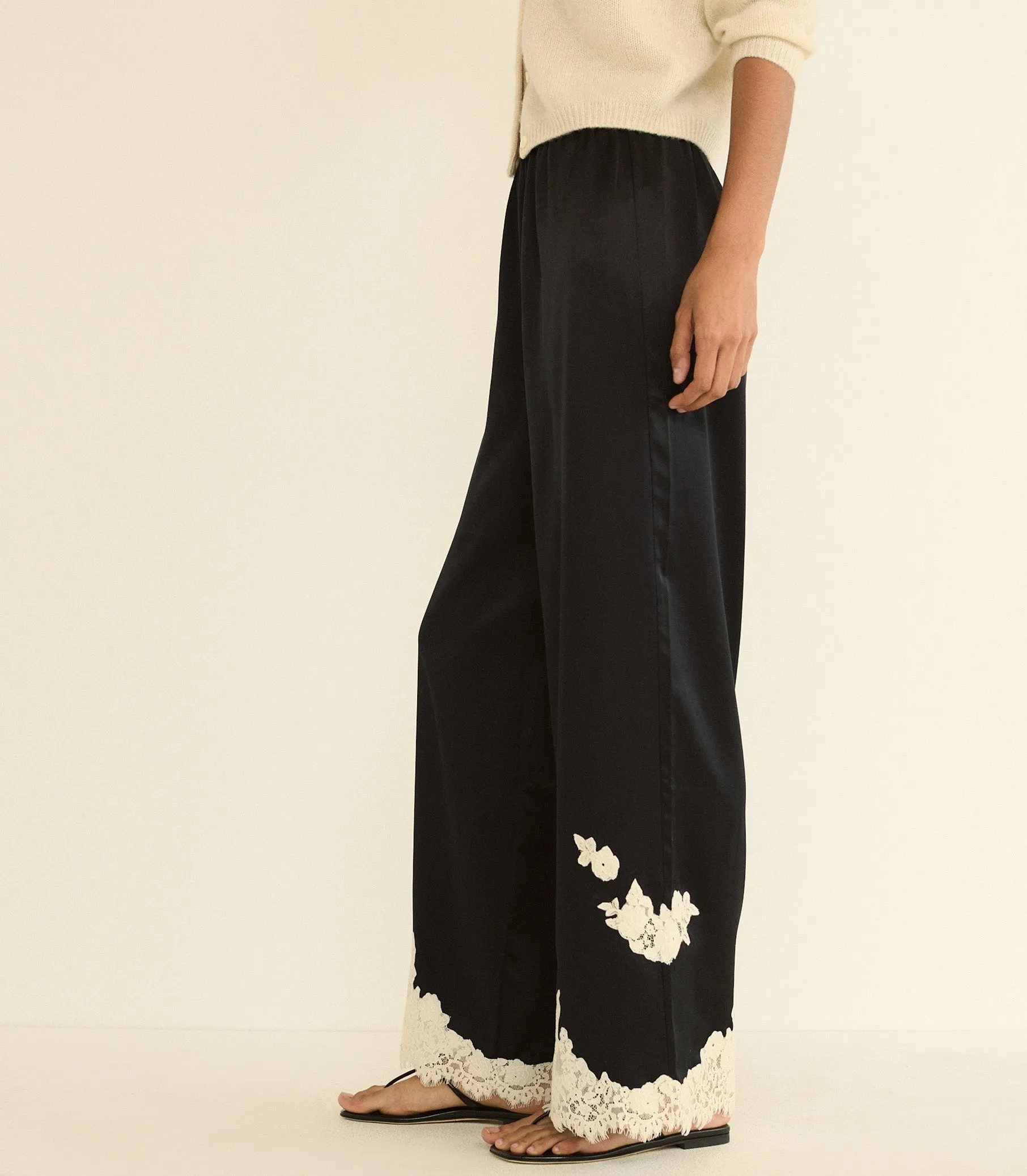 LAVON PANT -- BLACK WITH CANDLELIGHT LACE sold by Doen product image thumbnail 5