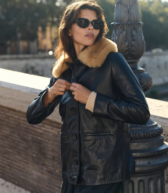 SEVILLE LEATHER JACKET -- BLACK made by Doen