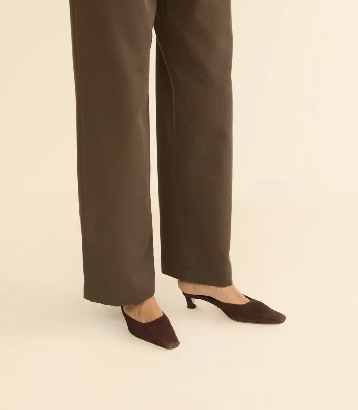 PICA MULE -- EQUESTRIAN BROWN SUEDE made by Doen