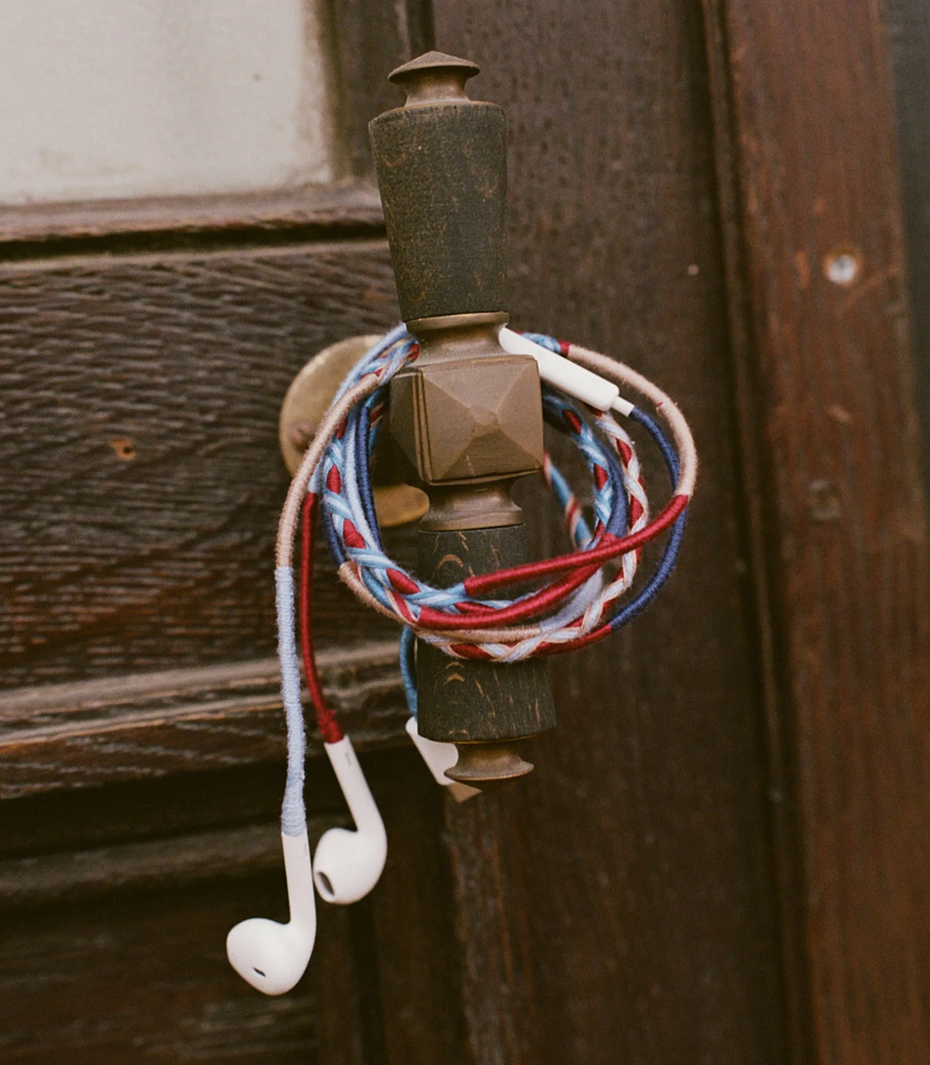 LE POM POM & DÔEN HEADPHONES -- BLUE BURGUNDY STRIPE sold by Doen product image thumbnail 2