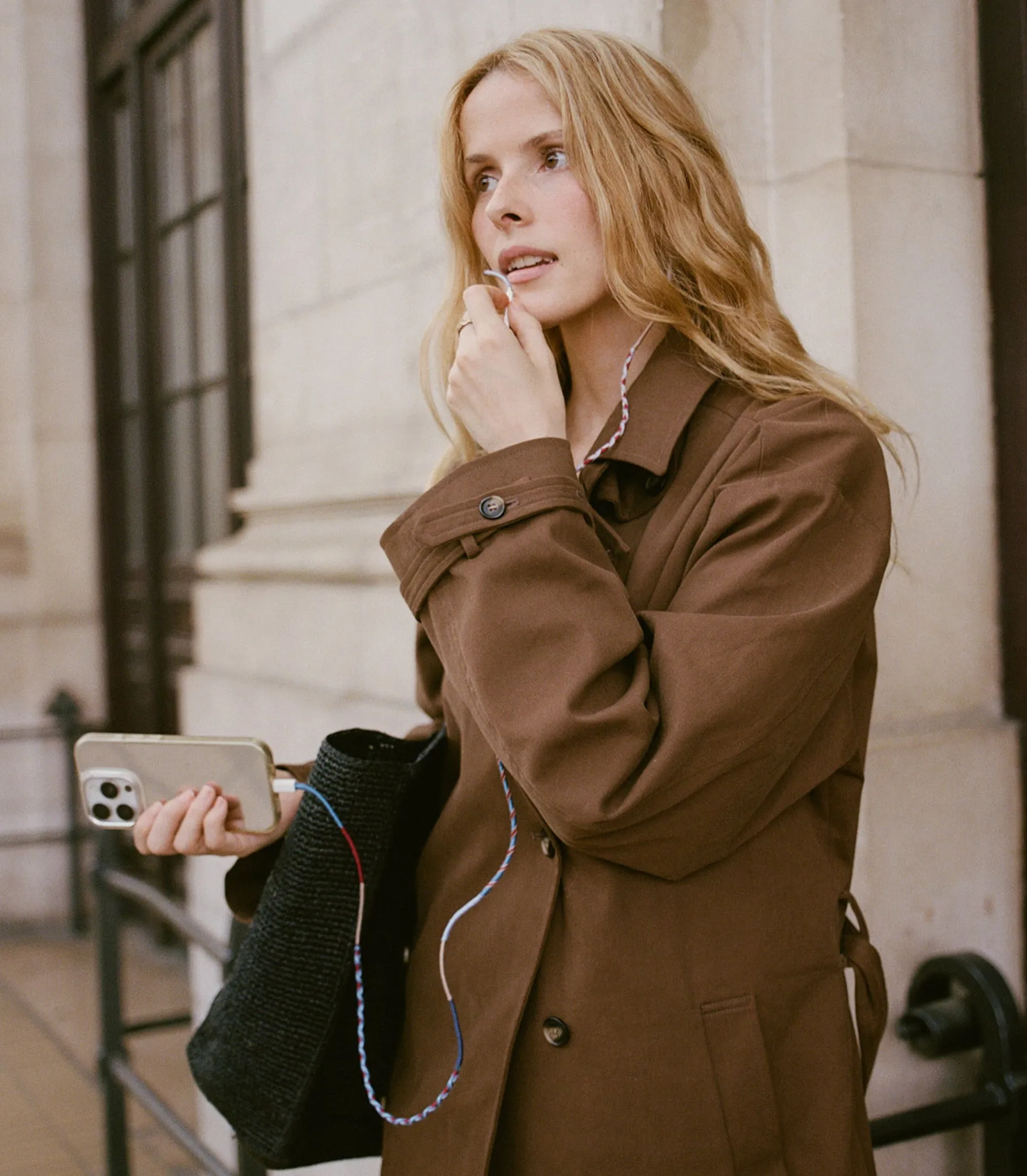 LE POM POM & DÔEN HEADPHONES -- BLUE BURGUNDY STRIPE sold by Doen product image thumbnail 3