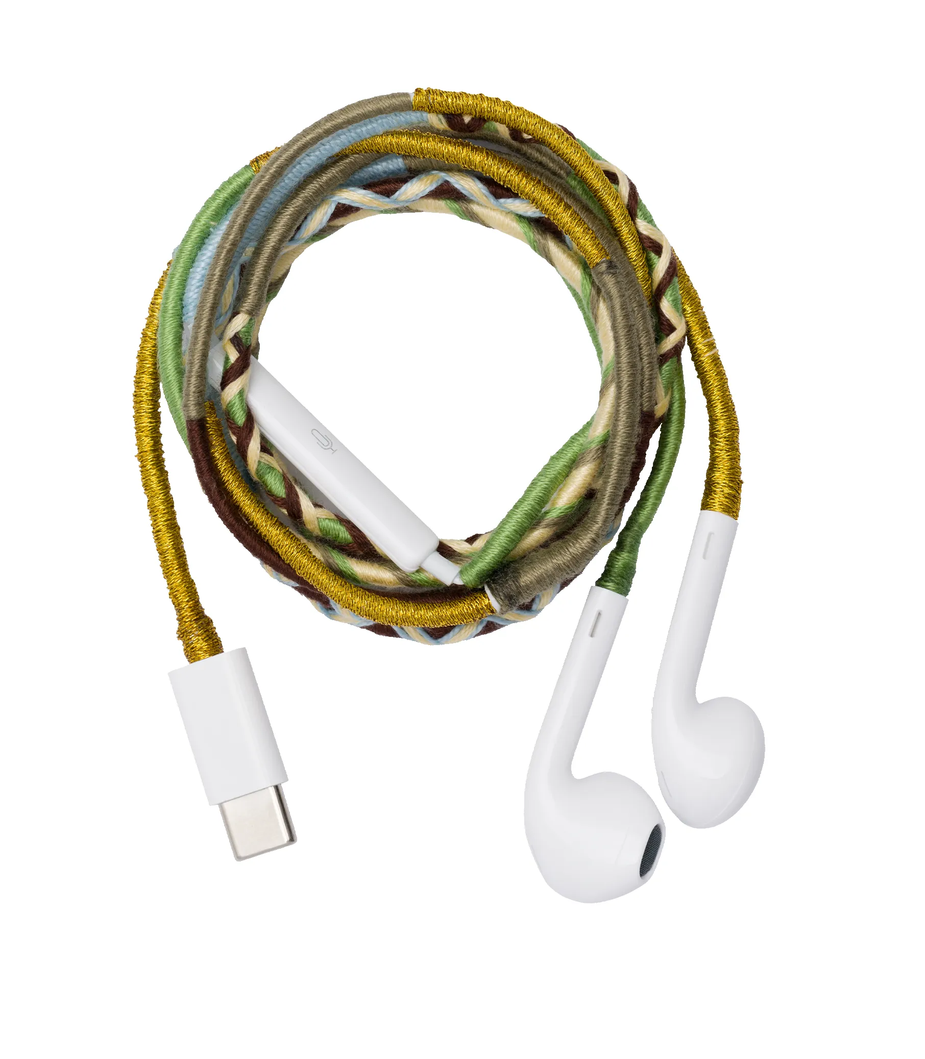 LE POM POM & DÔEN HEADPHONES -- GREEN BLUE GOLD STRIPE sold by Doen product image thumbnail 5