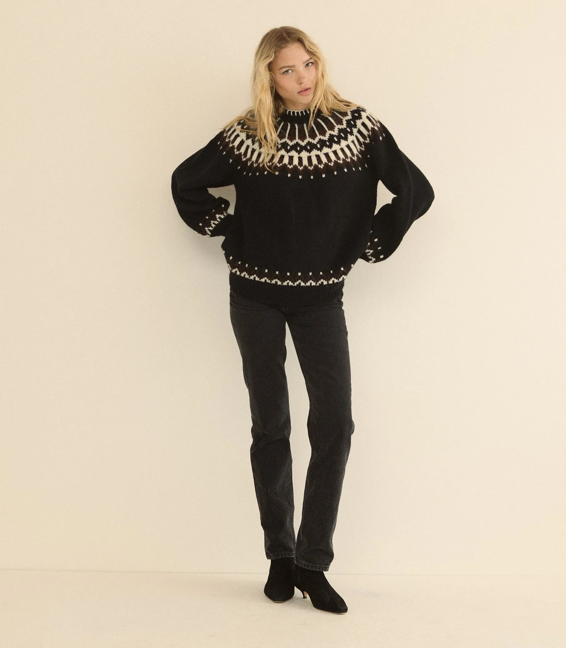 FIELD SWEATER -- BLACK ABERDEEN FAIR ISLE sold by Doen product image thumbnail 2