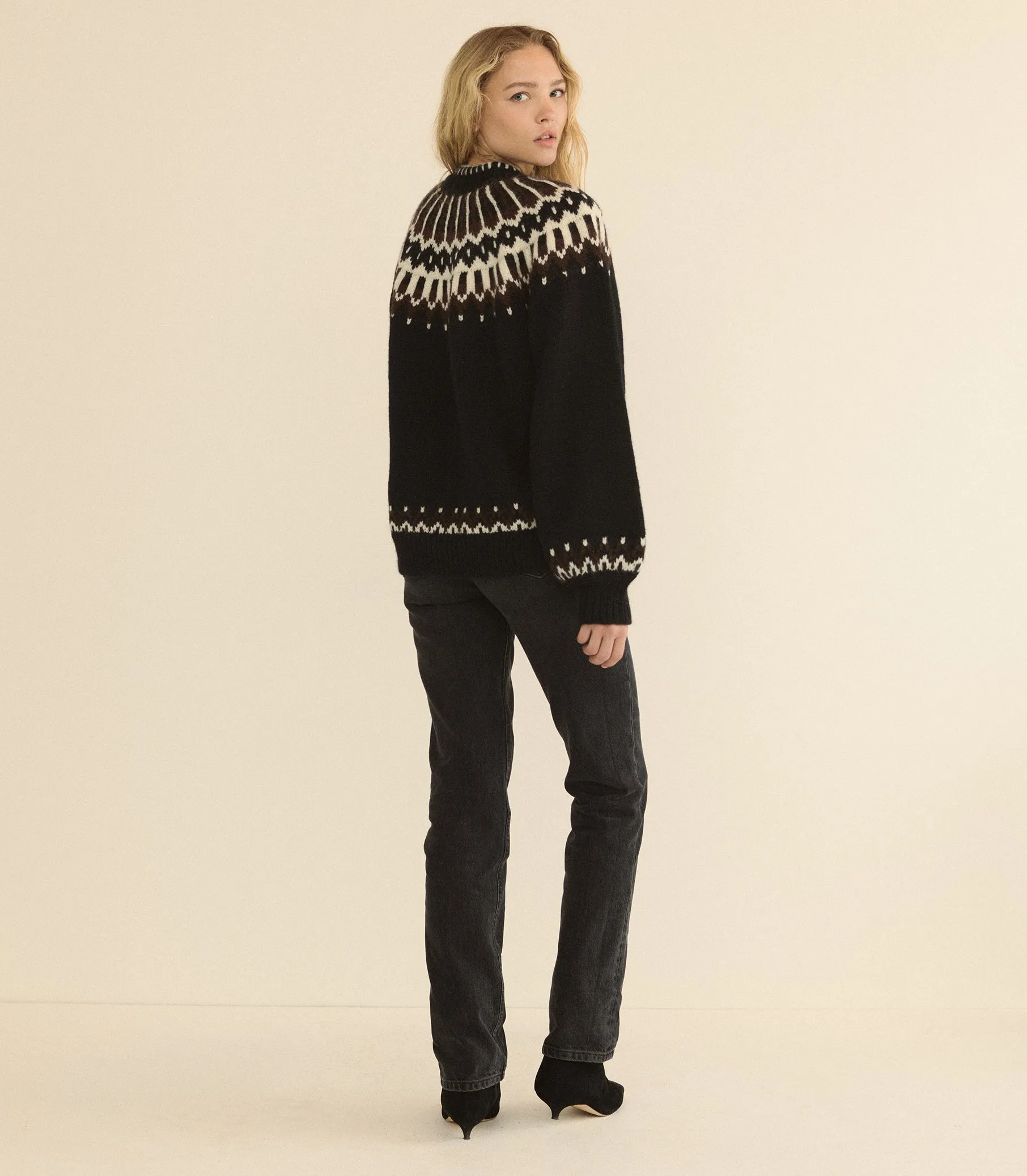 FIELD SWEATER -- BLACK ABERDEEN FAIR ISLE sold by Doen product image thumbnail 4