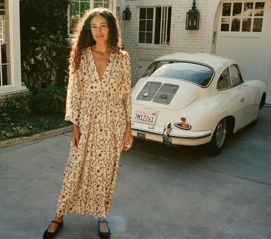 HMD -- ZINNIA DRESS -- CREAM SCROLL PRINT made by Doen