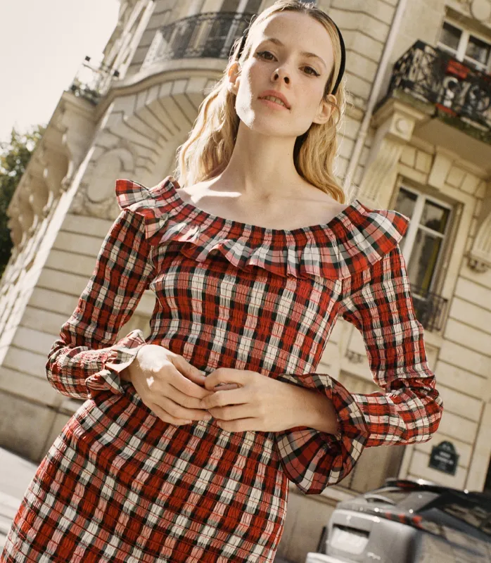 HMD -- ROSABELLE DRESS -- ROUGE ADALINE PLAID made by Doen
