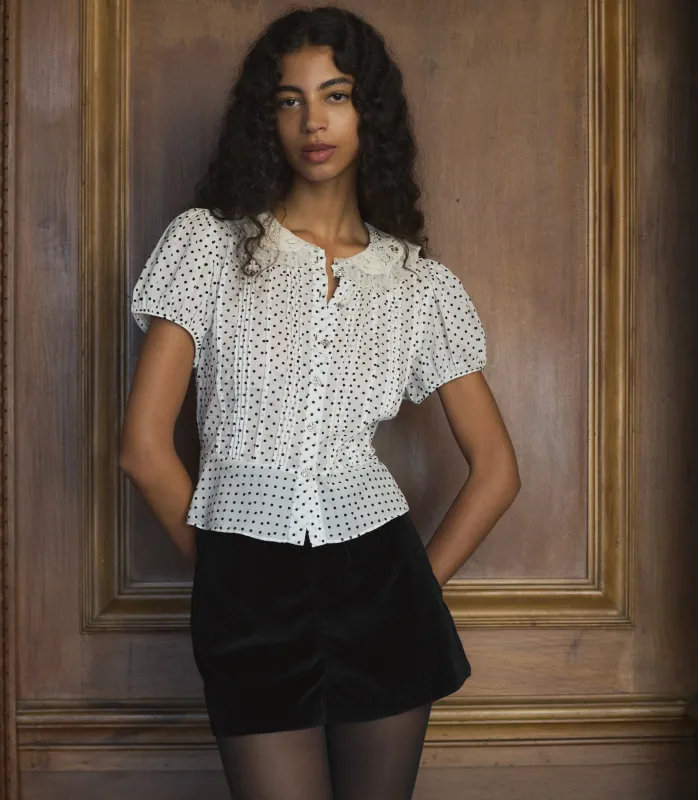 HMD -- OLETA TOP -- SEA SALT DOT made by Doen