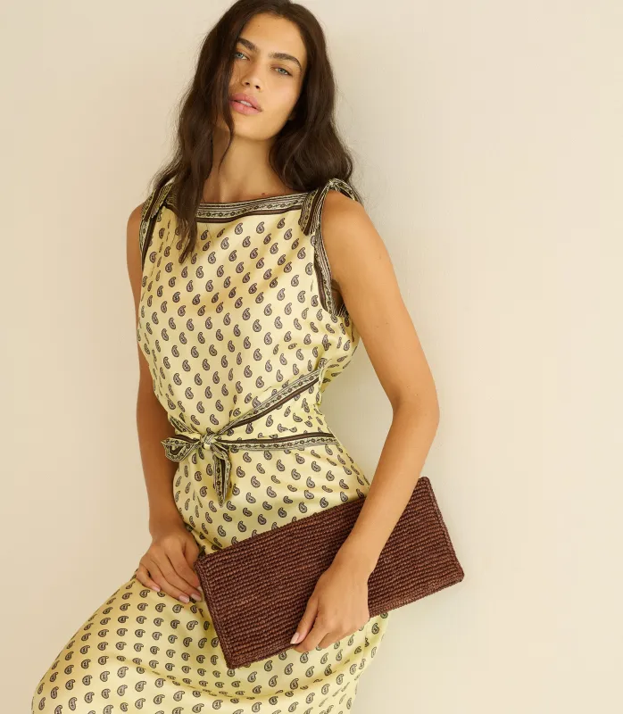 HMD -- MURIEL CLUTCH -- MARRON RAFFIA made by Doen