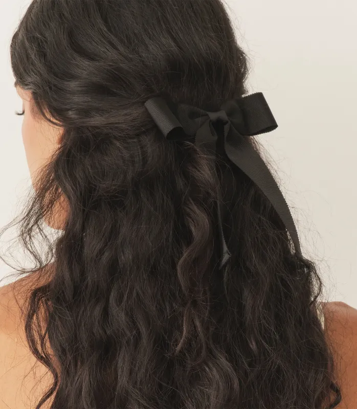 HMD -- LALA BOW BARRETTE -- BLACK GROSGRAIN made by Doen