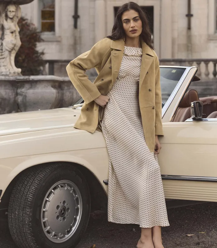 HMD -- HUTTON SUEDE TRENCH -- BLONDE made by Doen