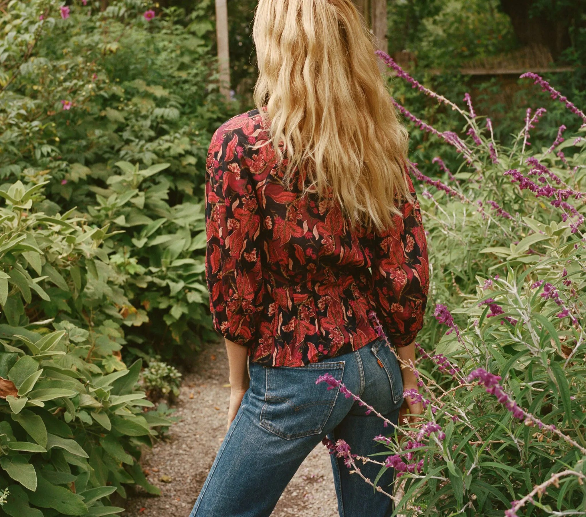 HMD -- CAMELLIA TOP -- BLACK TROPICAL FLORAL sold by Doen product image thumbnail 4