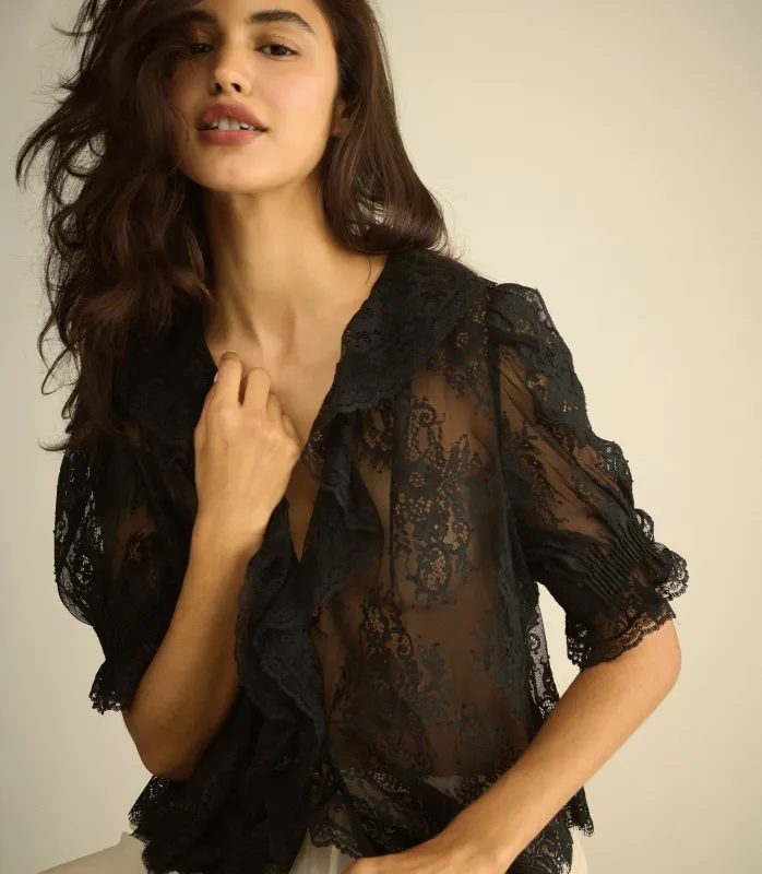 HENRI LACE TOP -- BLACK made by Doen
