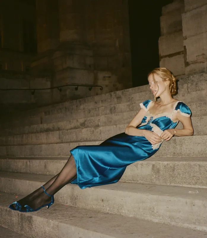 VALLINE DRESS -- SAPPHIRE made by Doen