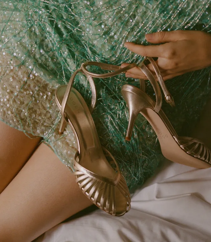 ALTEA HEEL -- PLATINUM METALLIC NAPPA made by Doen