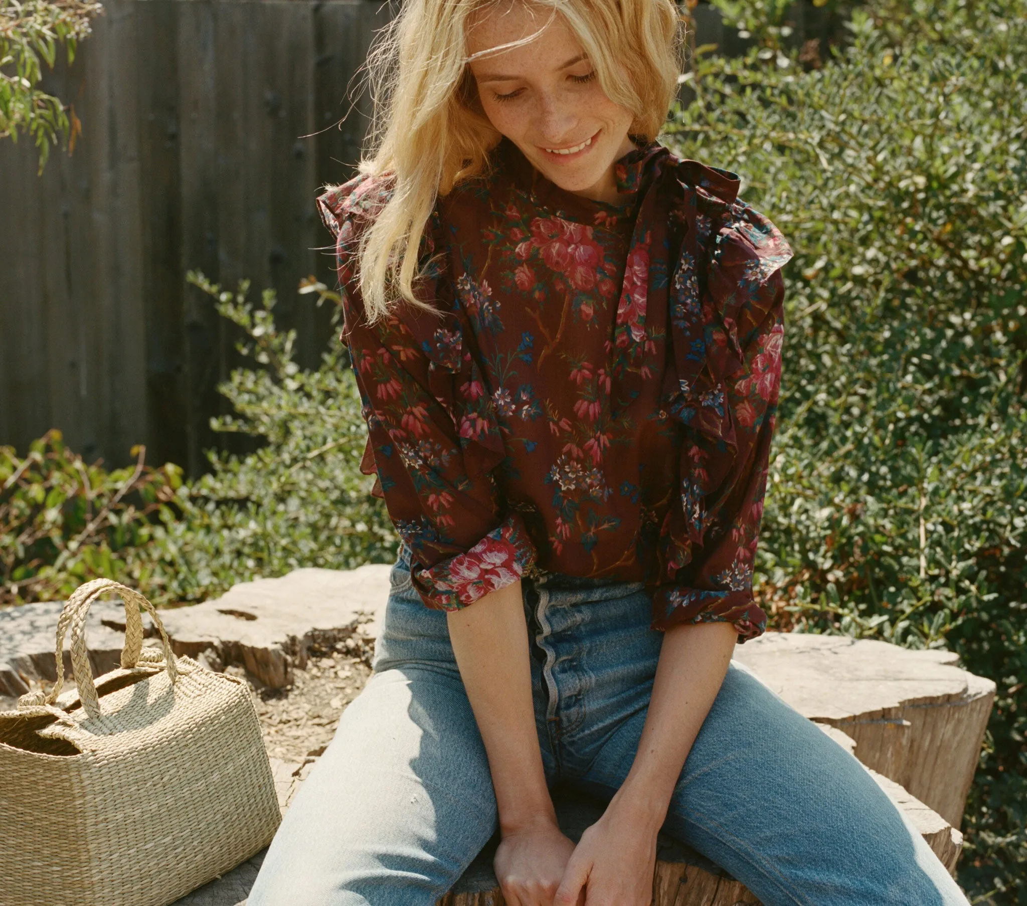 HMD -- GERANIUM TOP -- BORDEAUX WINTER FLORAL sold by Doen product image thumbnail 2