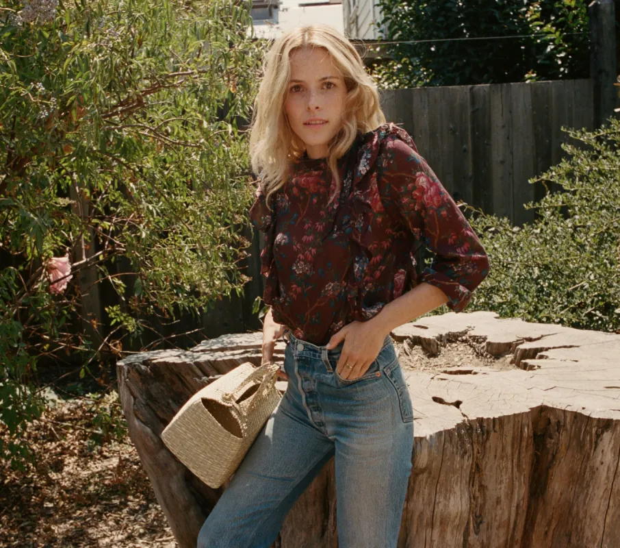 HMD -- GERANIUM TOP -- BORDEAUX WINTER FLORAL sold by Doen