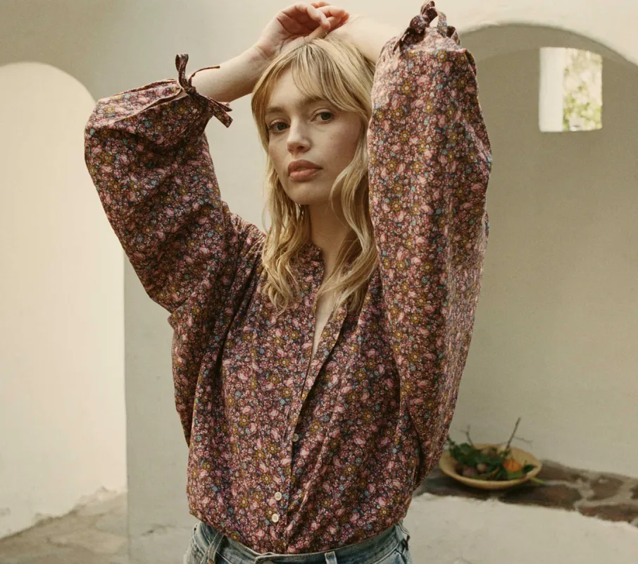 HMD -- O'KEEFFE TOP -- BLUE LAUREL CANYON ROSE sold by Doen