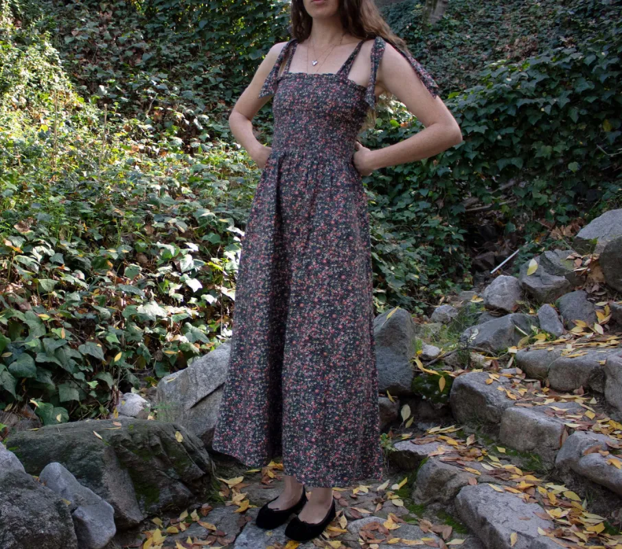 HMD -- JASMINE DRESS -- BLACK PETIT JARDIN PRINT sold by Doen