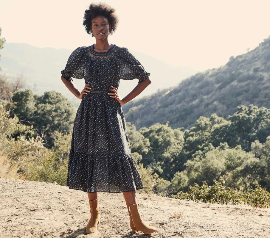 HMD -- ISIDORE DRESS -- BLACK PARC MONCEAU sold by Doen