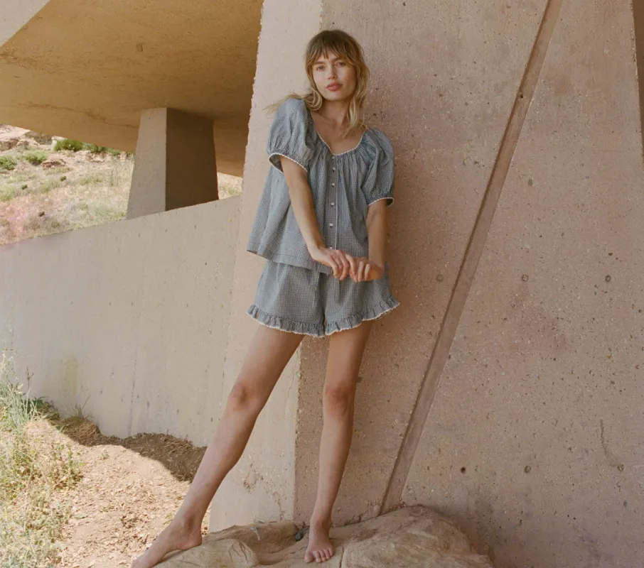 HMD -- TENNESSEE TOP -- AZURE PARIS GINGHAM sold by Doen