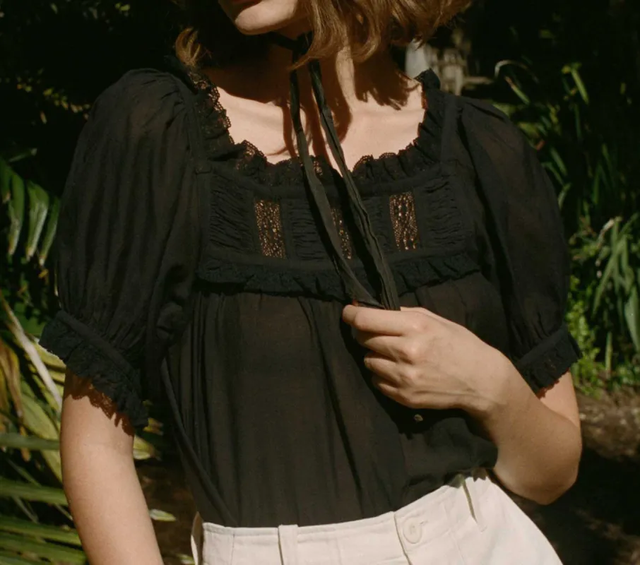 FRANCES TOP -- BLACK sold by Doen