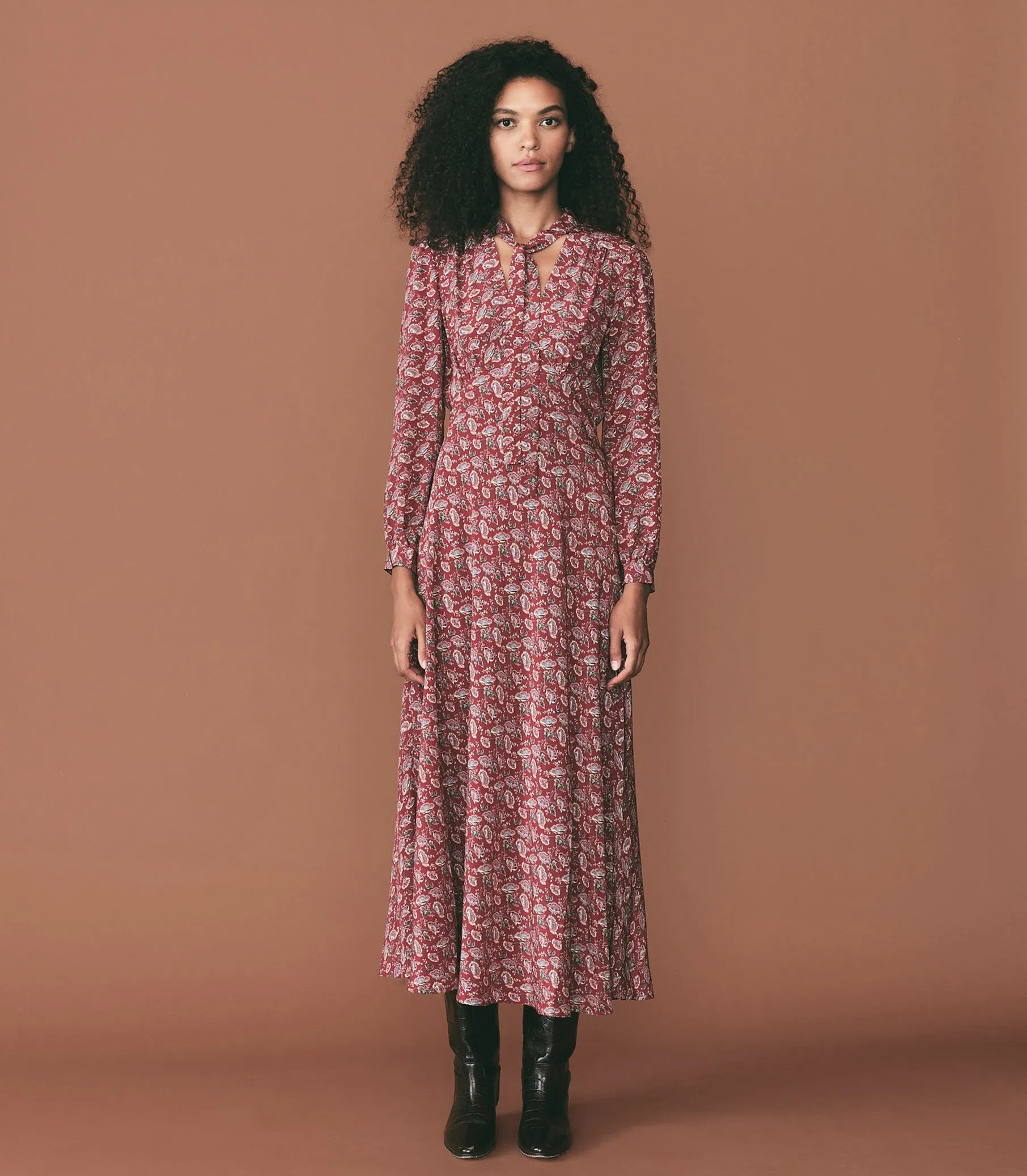CHANSON DRESS -- GARNET ARBOR ROSE FLORAL sold by Doen