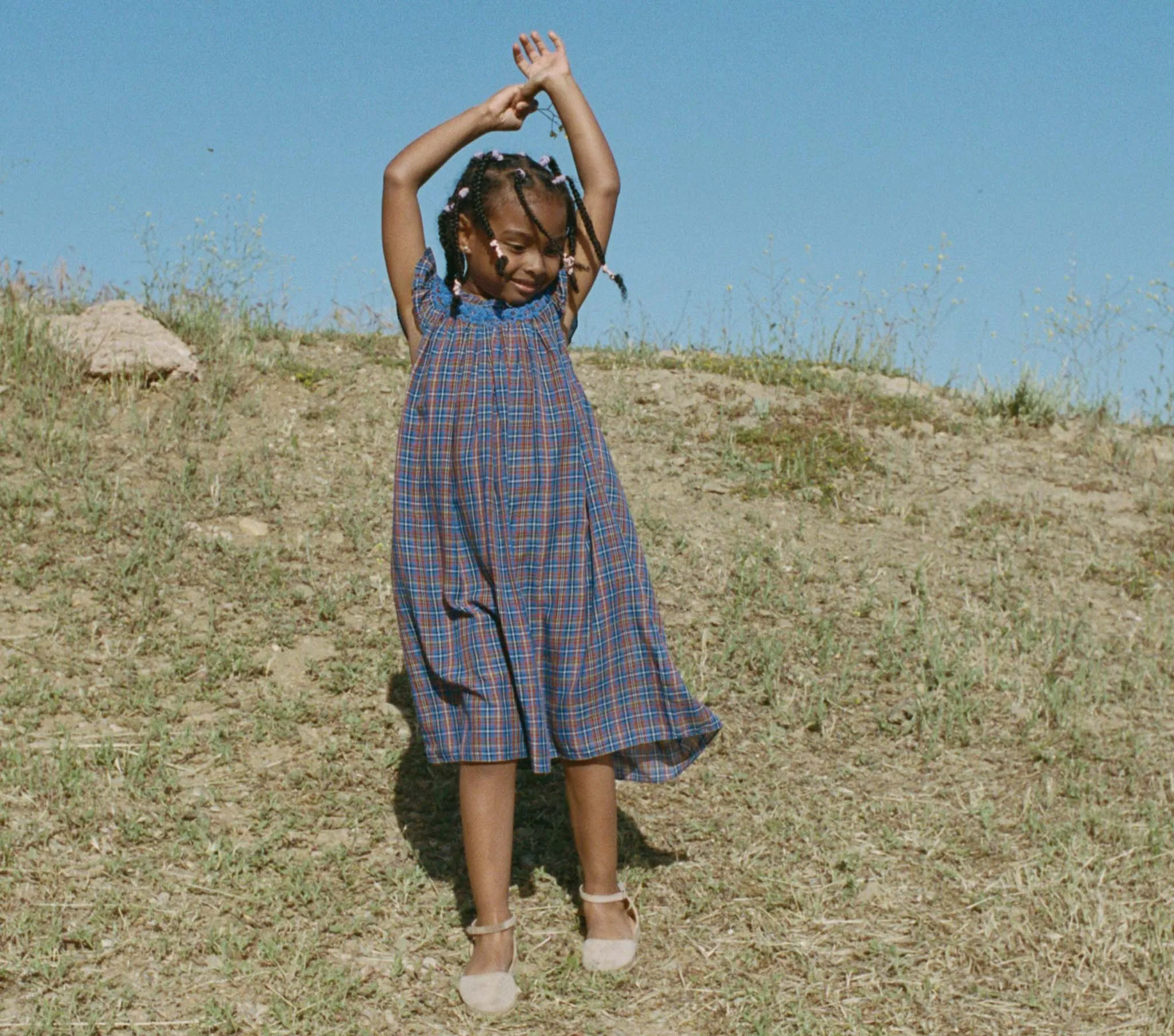 ARLO DRESS -- AZURE FRENCH PLAID sold by Doen