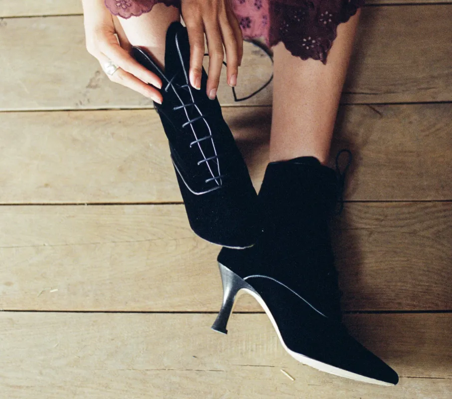 DASHA BOOT -- BLACK VELVET made by Doen