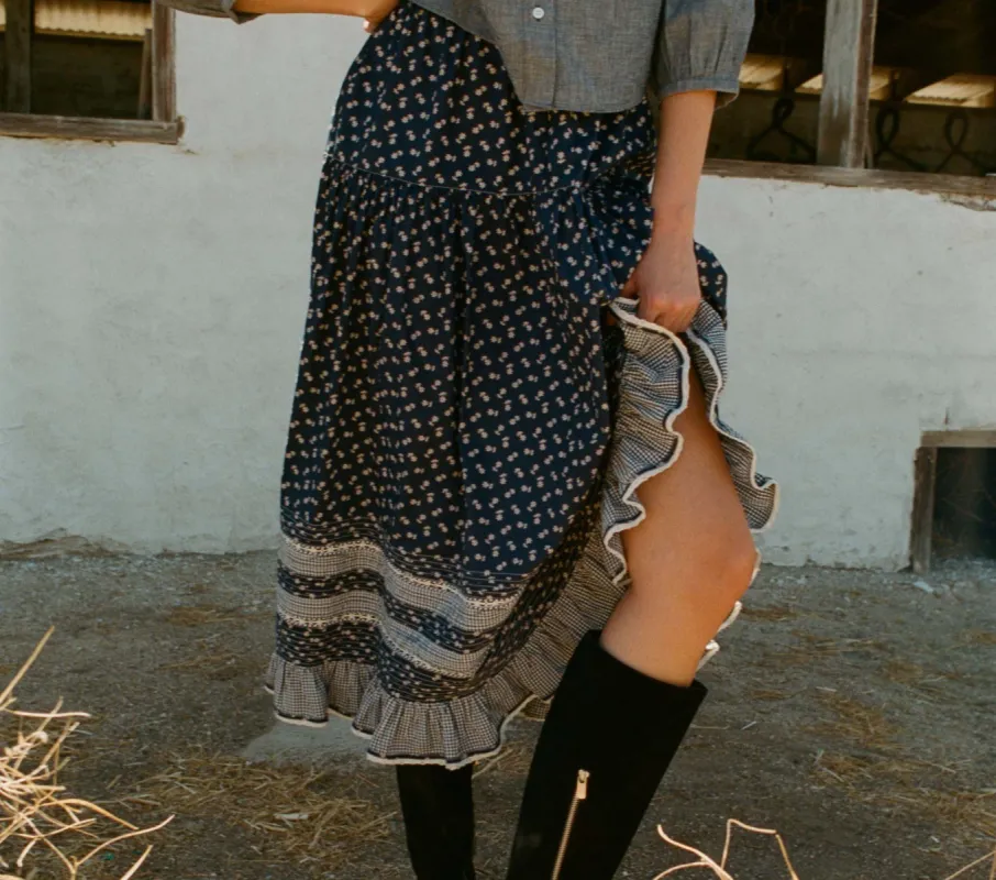 HMD -- ROSANNA SKIRT -- INDIGO CALICO made by Doen