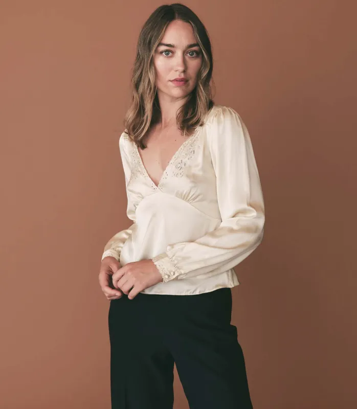 FREYDA TOP -- MOTHER OF PEARL sold by Doen