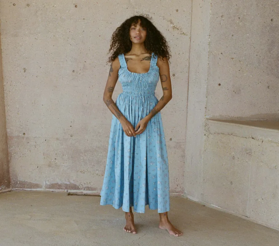 HMD -- EMMARETTA DRESS -- SKY BOUTON DE ROSE sold by Doen