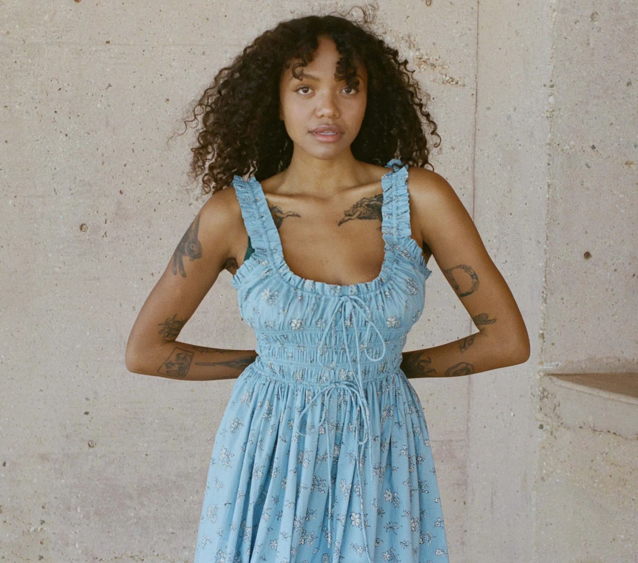 HMD -- EMMARETTA DRESS -- SKY BOUTON DE ROSE sold by Doen product image thumbnail 3